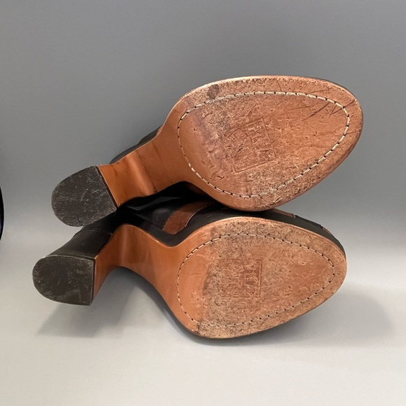 Frye Boots Goldie Mule Womens 8M Brown Leather Platform Heels Shoes Retro Y2K - Picture 11 of 12